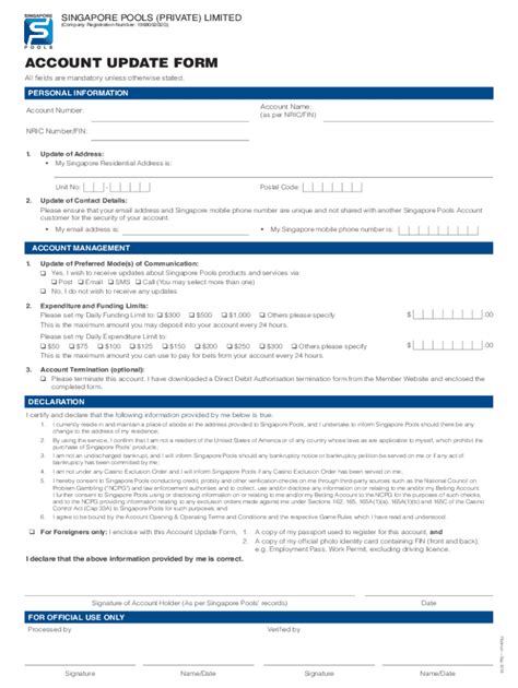 Singapore Pools Account registration .